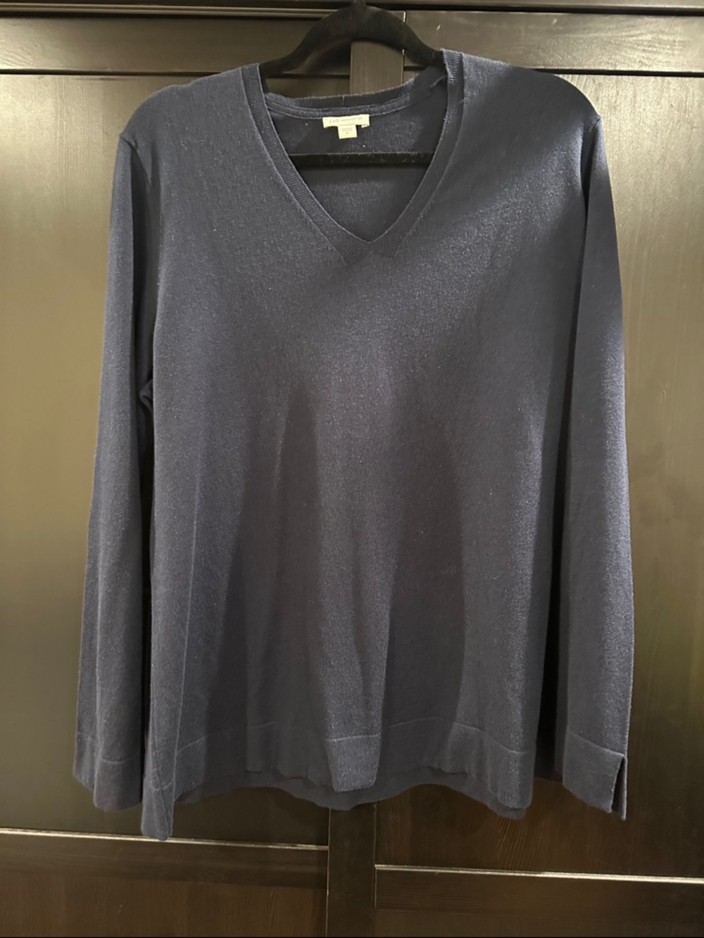 J. Jill Silk & Cotton Navy V-Neck Long Sleeve Top